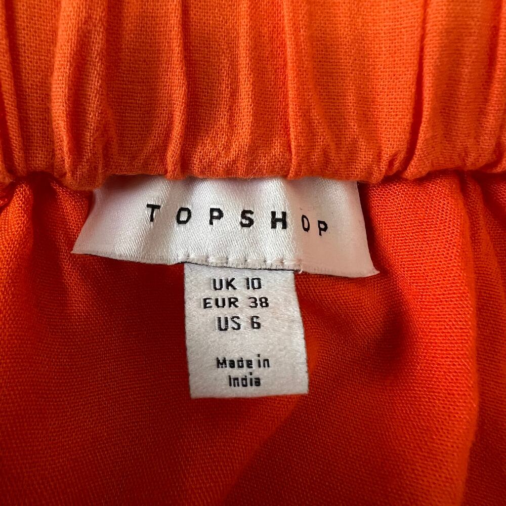 Topshop Orange Maxi Skirt US 6 Cotton Viscose Elastic Waist Lined Skirt - Picture 3 of 8